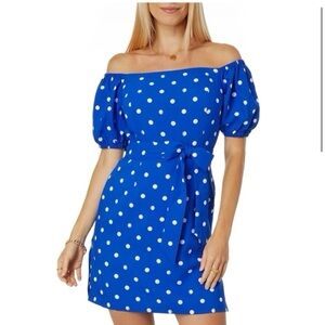 Lilly Pulitzer Blue and White Polka Dot Mini Dress